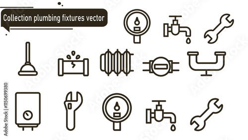 abstract design vector Collection plumbing fixtures sets