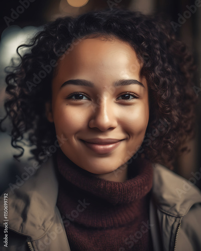 Portrait of a Young Empowered Woman, Radiating Confidence and Strength photo