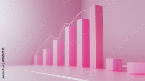 Free Download Pink Colorful Bar Graph with Trend Line on Soft Background - GFXLoad