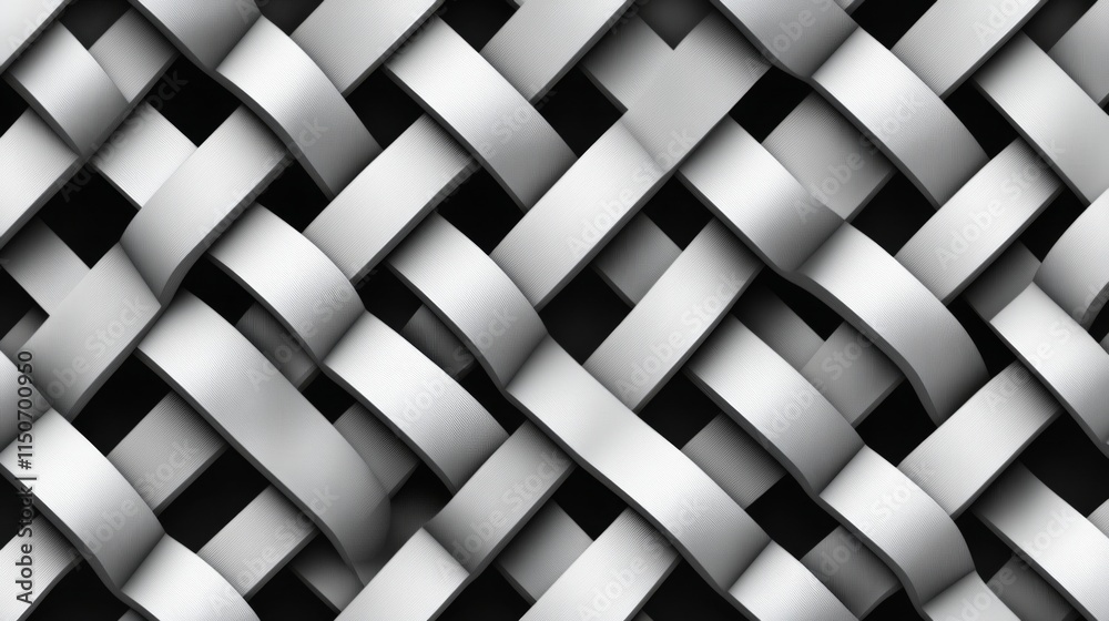 Abstract Woven Pattern in Monochrome Shades of Grey and Black Abstract Woven Pattern in Monochrome Shades of Grey and Black