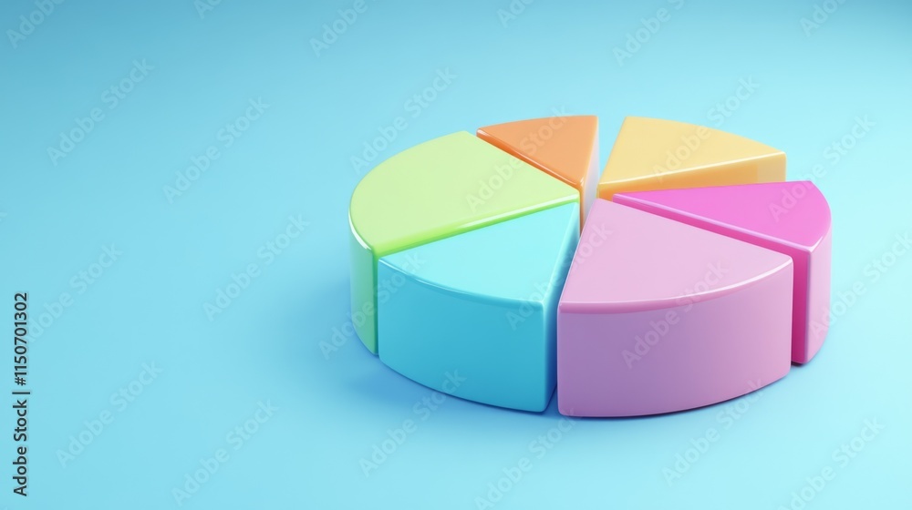 Obraz premium Colorful Pie Chart Segments on Light Blue Background