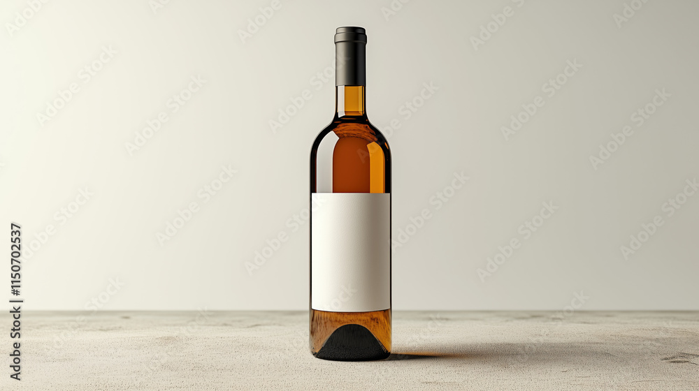 Fototapeta premium Elegant rosé wine in a glass bottle with a blank label