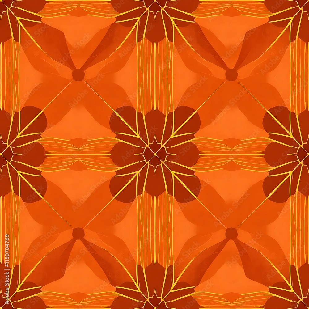Naklejka premium Fiery Floral Kaleidoscope 