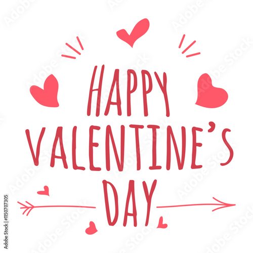 Inscription Valentine's Day in doodle style. Inscription with hearts Valentine's Day. Holiday of all lovers. Romance. Poster, postcard.