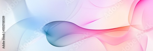 Soft pastel abstract waves in shades of pink and blue, creating a serene and modern visual atmosphere.
