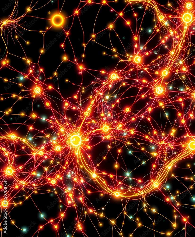 Fototapeta premium Neon Quantum Network - Art Nouveau Data Flow