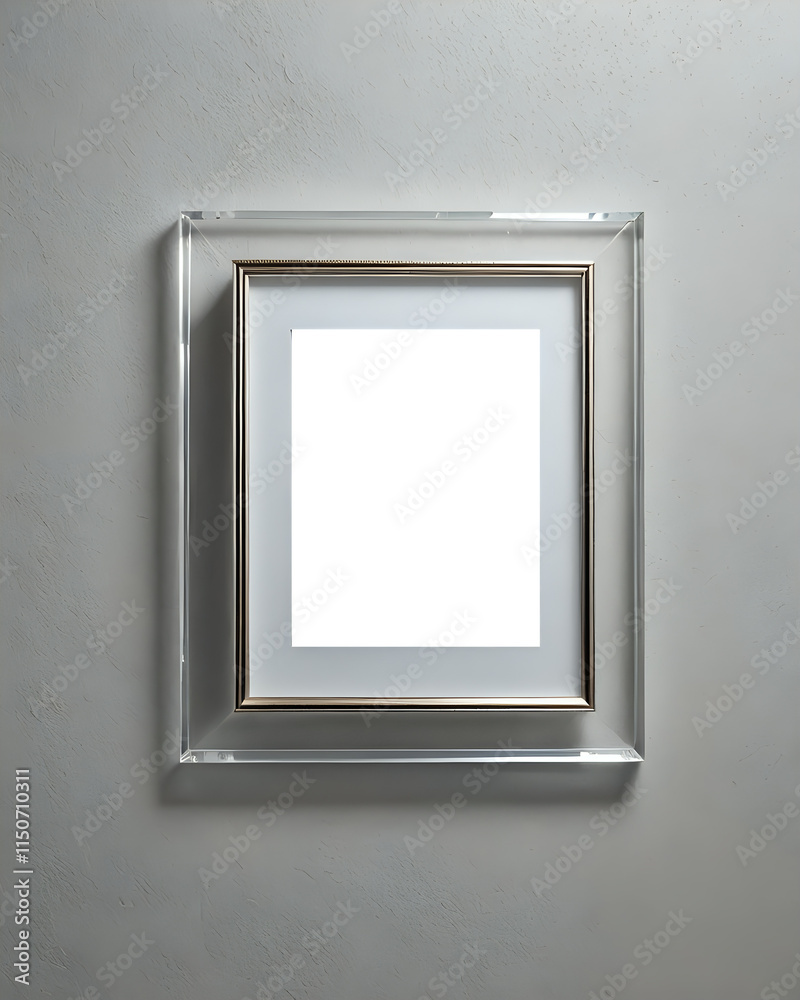 Shinny crystal photo or picture frame with mount board on the wall. 300dpi Shinny crystal photo or picture frame with mount board on the wall. 300dpi