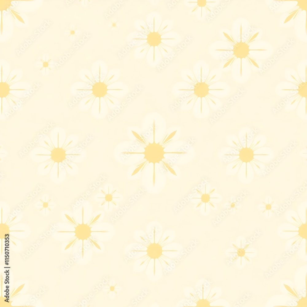 Soft Yellow Daisy Pattern: A delicate and cheerful pattern featuring simple yellow daisies on a soft yellow background, perfect for adding a touch of warmth and whimsy to any design. Soft Yellow Daisy Pattern: A delicate and cheerful pattern featuring simple yellow daisies on a soft yellow background, perfect for adding a touch of warmth and whimsy to any design.