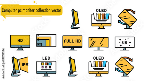 abstract design vector Computer pc moniter collection sets photo