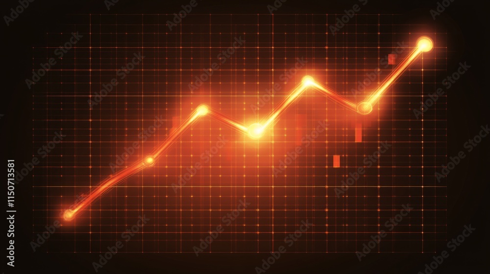 Naklejka premium Vibrant Orange Digital Line Graph on Dark Background for Data Analysis