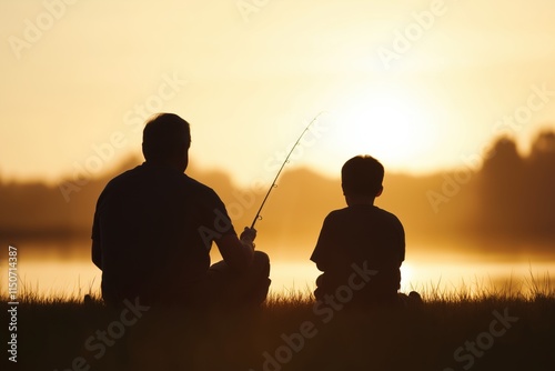 Parent-child fishing at sunrise: teaching patience and bonding by the lake