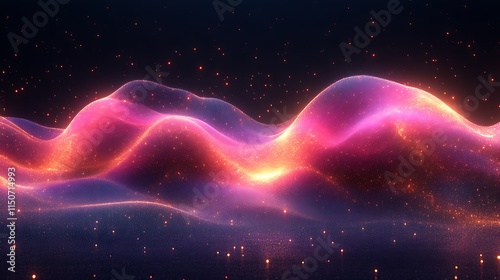 Glowing Pink and Orange Cosmic Wave Abstract photo