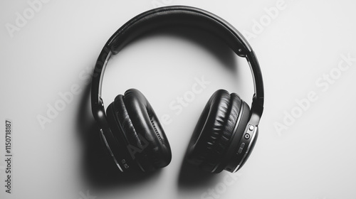 Wireless headphones on a white background in minimalist style