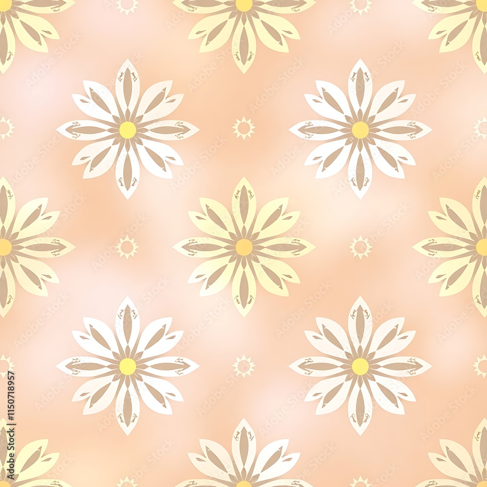 Pastel Daisy Delight: A seamless pattern of delicate, stylized daisies in soft pastel hues on a peach background. Perfect for spring and summer designs. Pastel Daisy Delight: A seamless pattern of delicate, stylized daisies in soft pastel hues on a peach background. Perfect for spring and summer designs.
