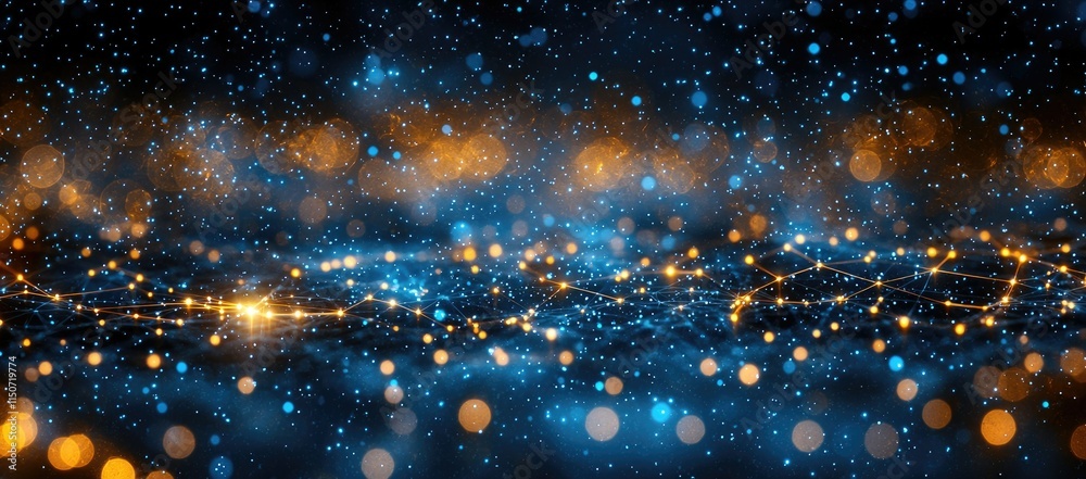 Obraz premium A vibrant abstract representation of interconnected data points in a cosmic setting.