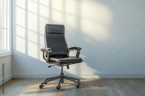 Searching for a new job opportunity. Office chair with blank search bar. Recruitment concept. 3D Render.