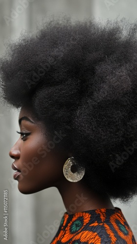 Captivating profile of a woman with natural hair showcasing beauty and style ...