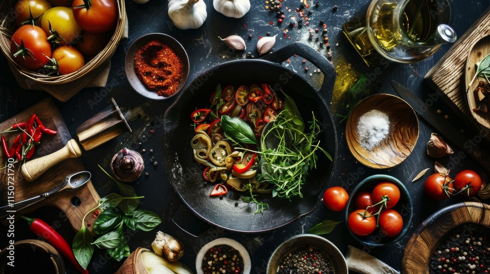 Rustic Mediterranean ingredients for cooking Rustic Mediterranean ingredients for cooking