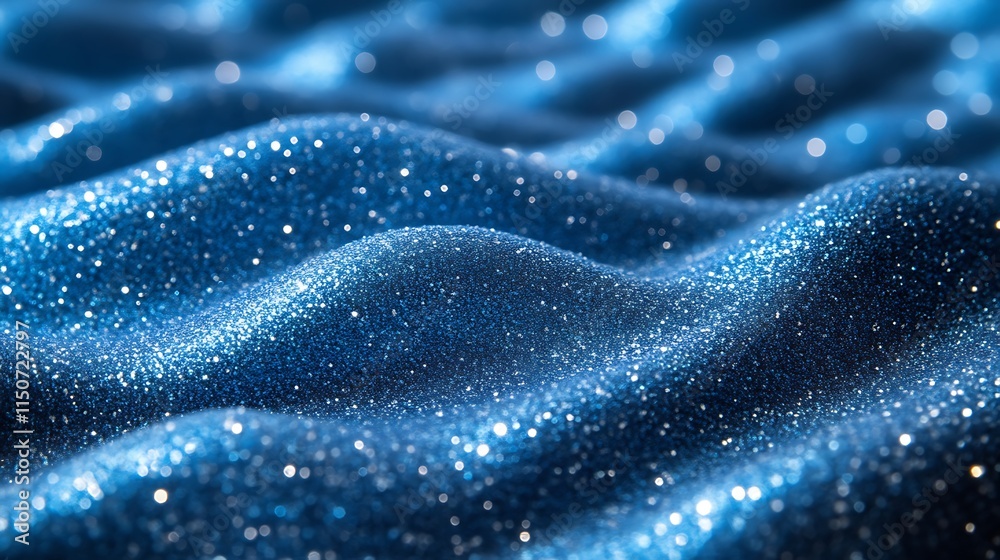 Abstract Blue Glitter Background with Wavy Texture Abstract Blue Glitter Background with Wavy Texture