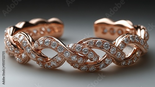 Exquisite rose gold bracelet adorned with sparkling diamonds for elegant jewe...