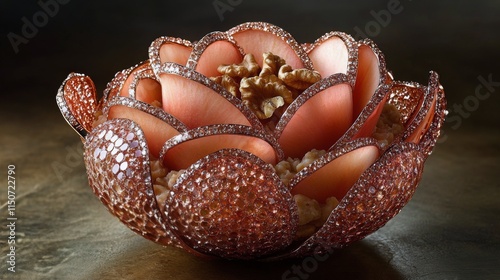 Stunning lotus flower bowl made from intricate materials showcasing artistic ...