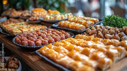 Display of assorted pastries in a bakery showcasing diverse flavors and textures