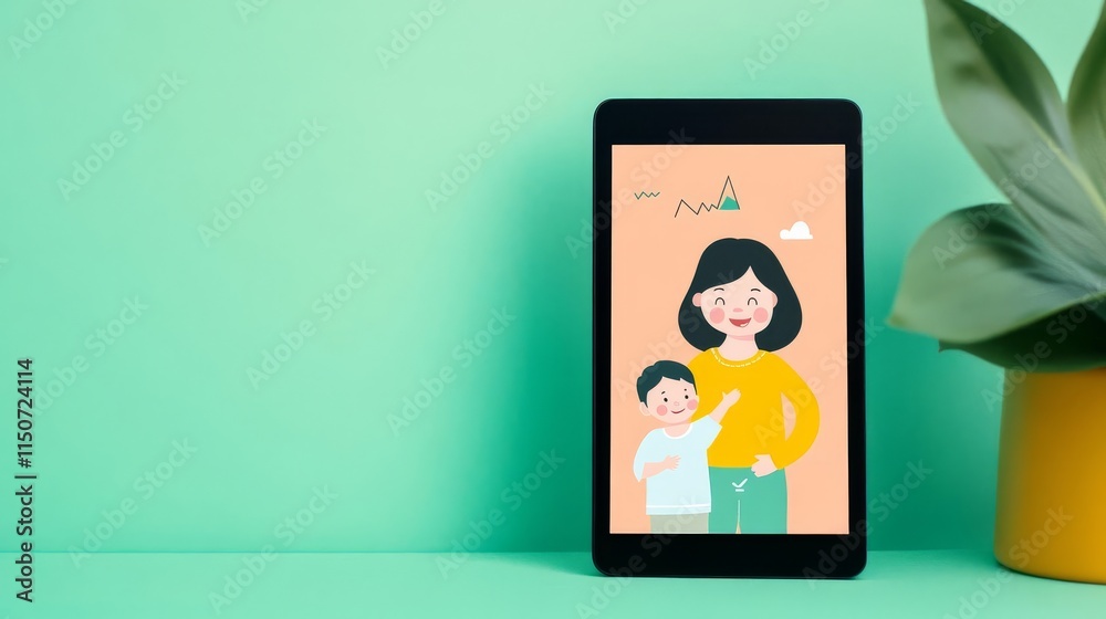 Interactive growth chart app tracking a child's milestones, comprehensive care, digital parenting tool Interactive growth chart app tracking a child's milestones, comprehensive care, digital parenting tool