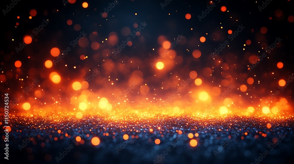 Fototapeta premium Sparkling Glitter Background with Orange and Blue Lights