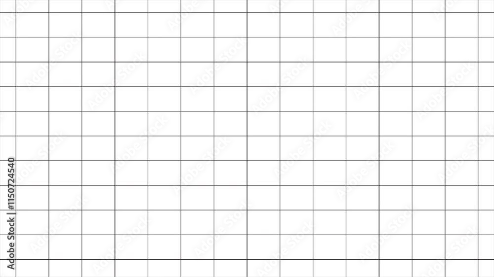 White graph paper motion video background. Animated grid lines moving from top to bottom background video in 4k