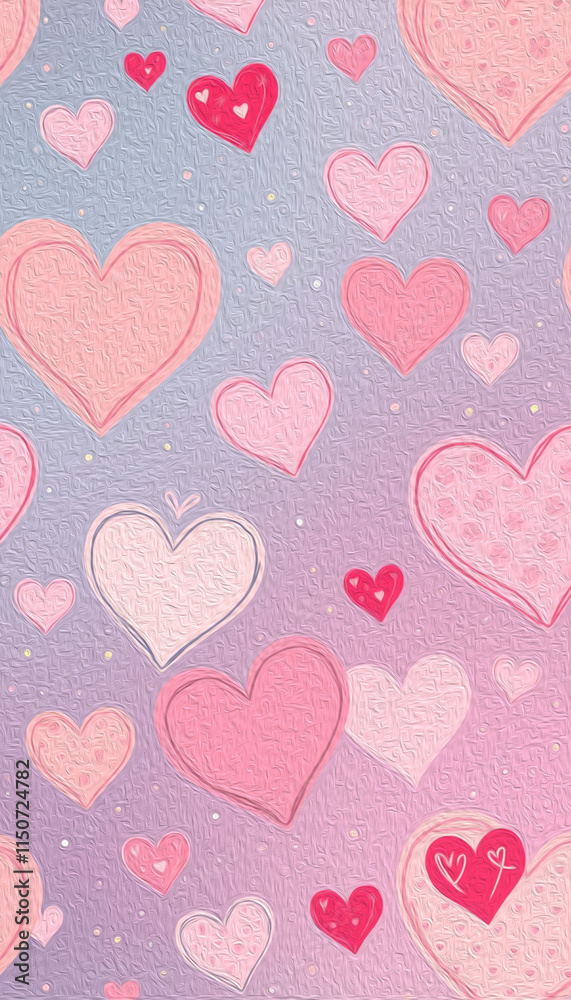 Valentine's Day card design. Illustration with oil paint. Pattern for printing on wall decorations, covers, wallpapers Valentine's Day card design. Illustration with oil paint. Pattern for printing on wall decorations, covers, wallpapers