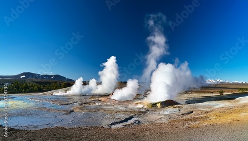 Wallpaper Mural 青い空と間欠泉の蒸気が織り成す圧巻の光景。
 Torontodigital.ca