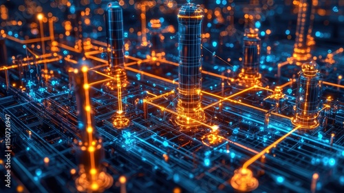 Wallpaper Mural A vibrant digital landscape featuring interconnected circuits and glowing nodes. Torontodigital.ca