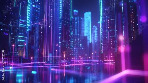 Wallpaper Mural Futuristic 5g network hub with glowing nodes and cityscape Torontodigital.ca