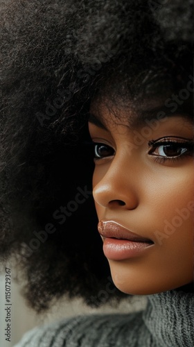 Captivating profile of a woman with natural hair showcasing beauty and style ...