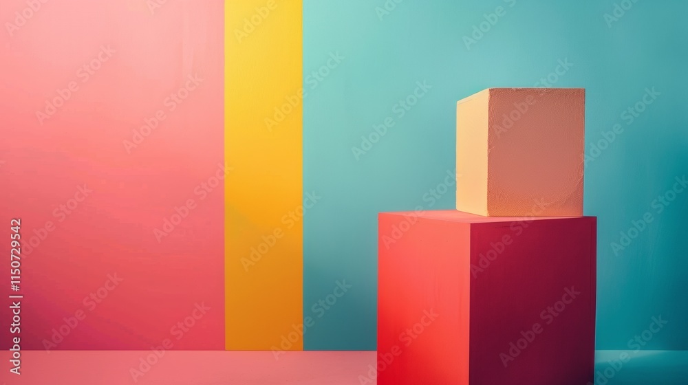 Colorful abstract composition with stacked blocks Colorful abstract composition with stacked blocks