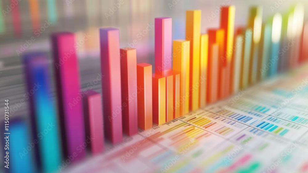 Colorful Bar Chart Visualization on Modern Data Analysis Background Colorful Bar Chart Visualization on Modern Data Analysis Background