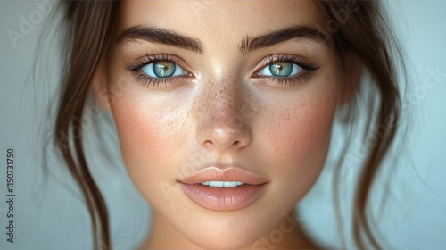 Smiling woman holding natural skincare product in bright indoor setting with ...