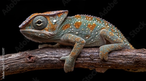 Unique lizard perched on branch in natural habitat showcasing vibrant colors ...