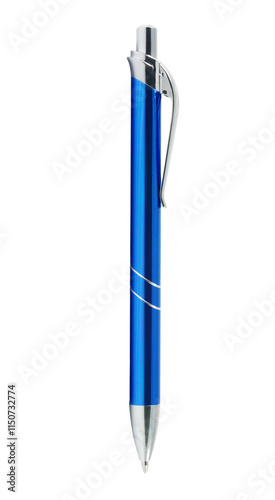 Blue pen closeup isolated