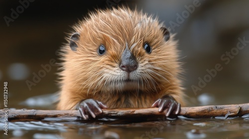 Cute aquatic mammal playing in water during daylight hours in a natural habitat