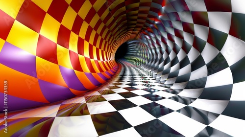 Wallpaper Mural Vibrant checkerboard design with mismatched colors creating a warped chessboard effect Torontodigital.ca