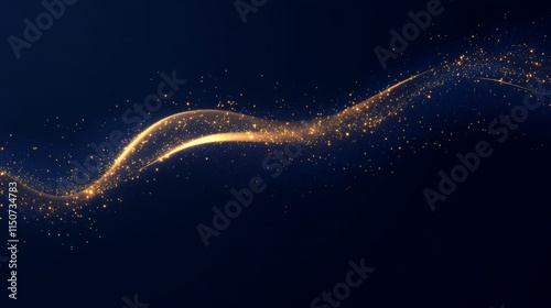 Elegant Gold Sparkle Wave on Dark Background in Abstract Design photo