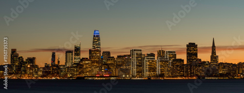 San Francisco Skyline at sunset from from Treasure Island