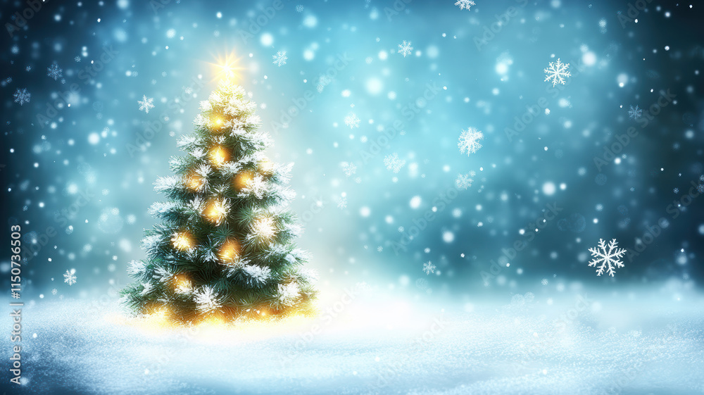 Christmas tree illustration with snowflakes Christmas tree illustration with snowflakes