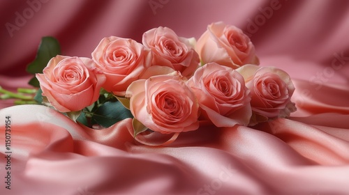 Beautiful bouquet of red and pink roses with greenery in autumn light