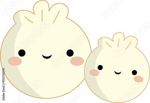 Cute kawaii dumpling bun with smiling face chinese lunar new year isolated vector file