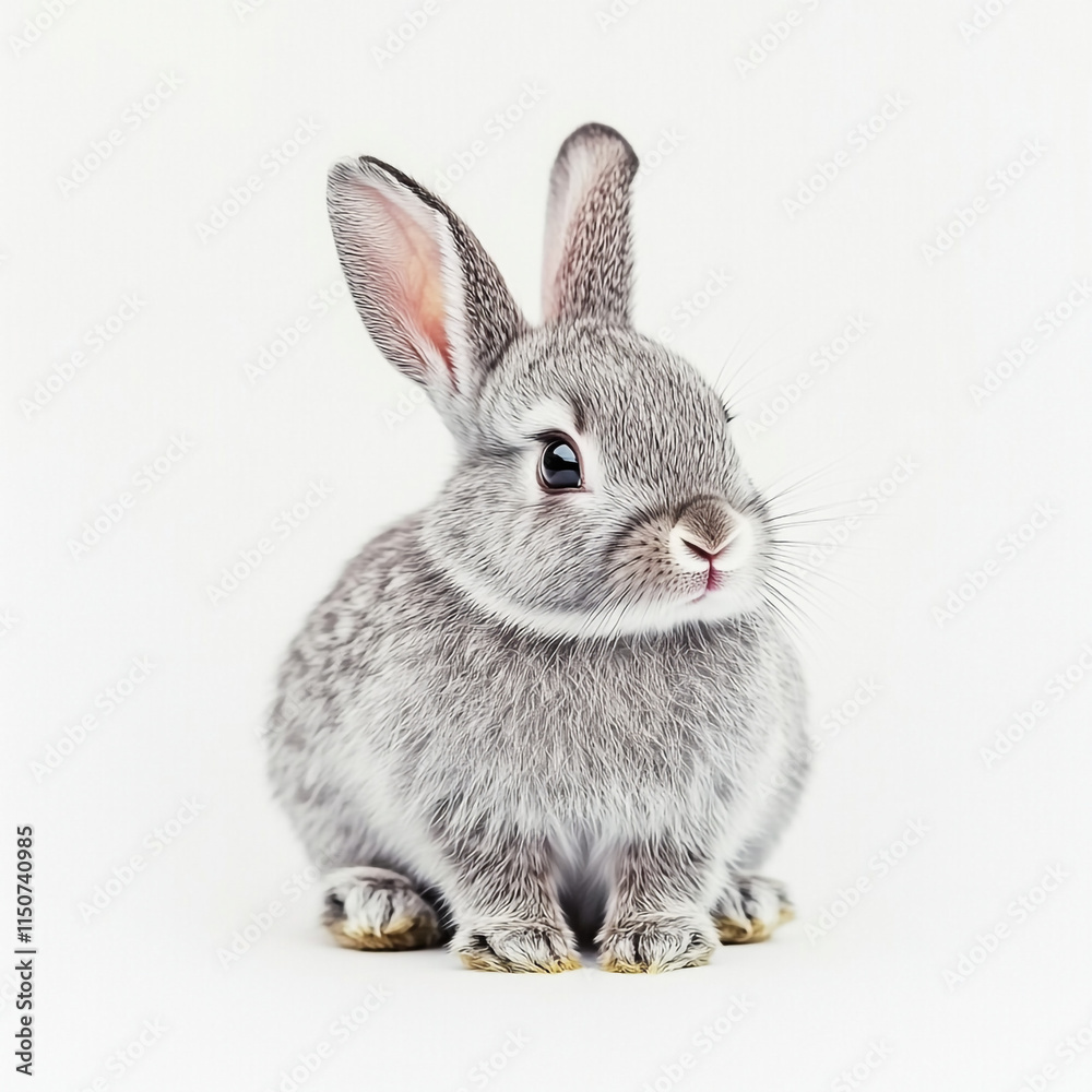 Obraz premium white rabbit on white background
