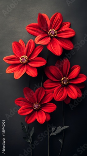 Vibrant red flowers blossom amidst lush green foliage in a serene garden setting
