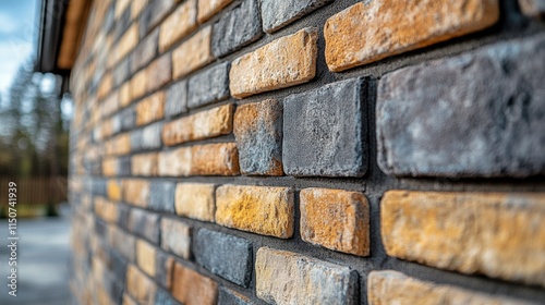 Unique textured brick wall showcasing warm hues during clear daylight