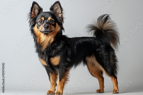 Sleek spotted dog standing proudly against a plain background in a well-lit s...